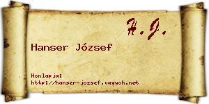 Hanser József névjegykártya